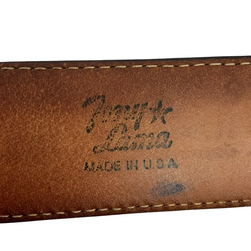 Tony Lama Black Leather Belt With Classic Western Silver Buckle Mens 40